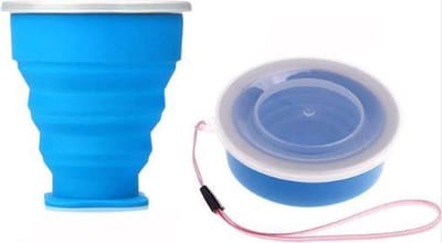 Opvouwbare beker - Cup 200ML - Siliconen Cup -  Campingservies - Blauw - Duurzaam - Milieubewust