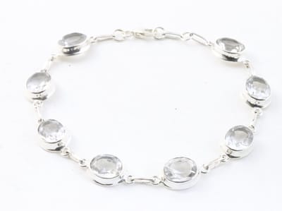 Hoogglans zilveren armband met bergkristal