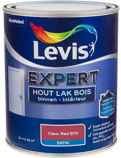 Levis - Expert Hout Lak Binnen Satin Mix - Clear Red B70 - Mengverf - 1 L