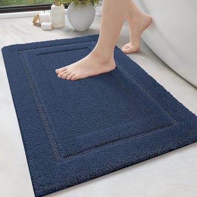 Badmat, antislip, wasbaar, microvezel, badmat, zacht, absorberend, voor douche, bad, toilet, 40 x 60 cm, blauw