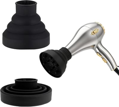 Haardroger Diffuser - Krullend Haar Houder - Föhn Accessoire - Opvouwbaar Siliconen - 14 x 14 x 5 cm - Zwart