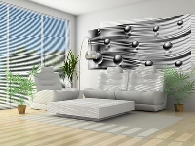 Silver Grey Black Abstract Modern Photo Wallcovering