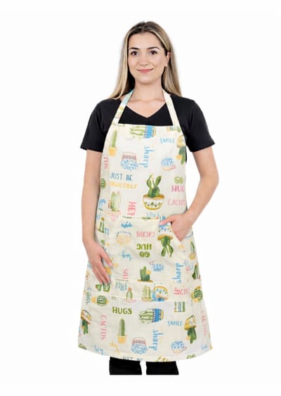 Pedra Master Keukenschort - 60x80 cm - Cactus met Text - Keukenschort dames - Keukenschort Heren - Horecakwaliteit