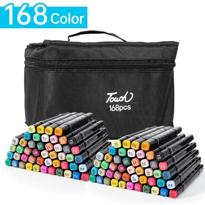 168 kleuren markers dubbele penseelpennen marker dubbele punt ronde + beitelpunt schets kunst tekening 168 colors veelkleurig