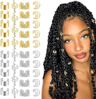 Haaraccessoires voor Vrouwen - 120 Stuks Haarvlecht Accessoires met Snap-on Metalen Kralen voor Festivals en Feestjes