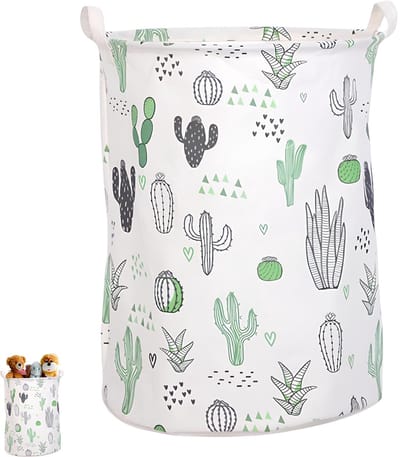 Dailygoods- Wasmand met deksel - Opvouwbare speelgoedmand - Waterdichte opbergmand - Kindermand met handgrepen - Cactuspatroon - Duurzaam en decoratief