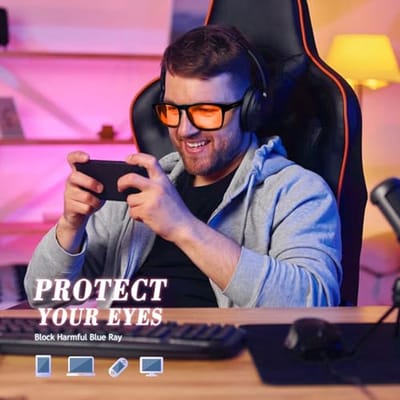 Blauwlichtbril voor Heren en Dames - Gaming Bril met Amberkleurige Lenzen