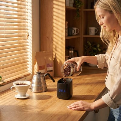 Koffieweegschaal - Digitale Koffieweegschaal - 0.1g Precisie & Oplaadbaar - Met g/oz Schakelaar - Voor Espresso & Filterkoffie - Compact & Eenvoudig te Gebruiken