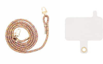 xoxo Wildhearts Telefoonkoorden Happy Colors Regenboog + Easy Cord Clip Goud – geschikt voor iPhone / Samsung