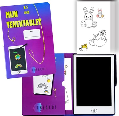 Creacol LCD Tekentablet Kinderen - 95+ Designs – Speelgoed voor in de auto - Speelgoed voor onderweg - Reisspeelgoed