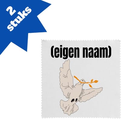 Akyol - duif met takje eigen naam brillendoekjes - Vogels - vogel liefhebbers - duif - verjaardag - cadeau - kado - 17,8 bij 17,8 cm - 2 stuks