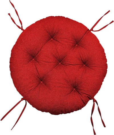 chilly pilley Papasan Rond fauteuilkussen Tuinfauteuilkussen Gewatteerd zitkussen met lussen (120cm, Rood)