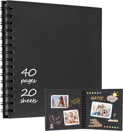 Fotoalbum Vierkant 20.5x20.5 cm - 40 Zwarte Pagina's - Leeg Scrapbook en plakboek voor Familieherinneringen