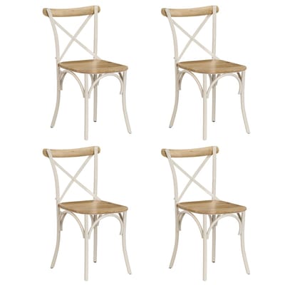 vidaXL - Kruisstoelen - 4 - st - massief - mangohout - wit