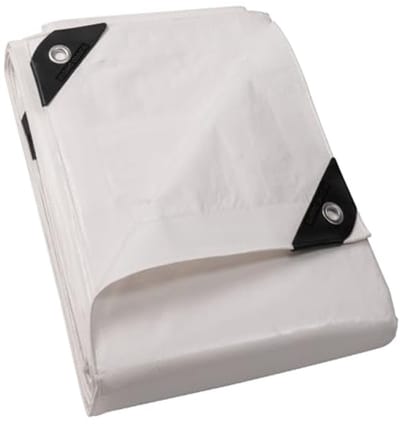 Waterdicht afdekzeil met inslagringen, 4 x 4 m, wit, 120 g/m², polyester, UV-gestabiliseerd, scheurvast