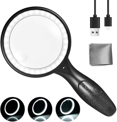 Unyqoos® Handzaam en USB-oplaadbaar vergrootglas met LED-verlichting voor veelzijdig gebruik