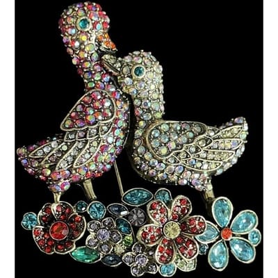 Vintage Dames Heren Klassiek Luxe Kristal Donkere Badges Broche Retro Midden Ontwerp Strass Barokke Speld Accessoires Voor Dames Heren gray