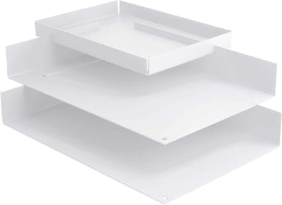Papieren Lade - Documenten Organizer - Bureau Organisatie - Drie Vakken - 35x26x10 cm - Wit