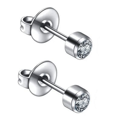 Caflon - 4mm - titanium zweerknopjes - zilverkleurig - hypoallergeen - steriel verpakt - kristal steentje - kleurloos - naturel - geboortesteen april