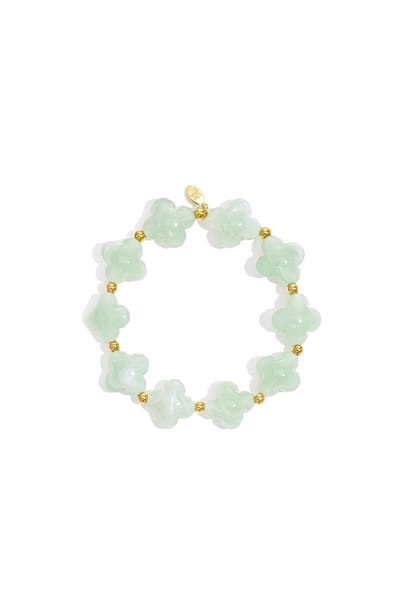 Kralenarmband met klaver kralen - Lichtgroen - Verkleurt niet - Cadeau - Goudlief.nl