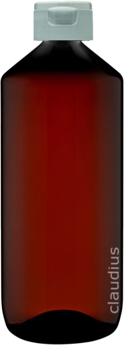 Lege Plastic Fles 500 ml amber met Witte klepdop - set van 10 stuks