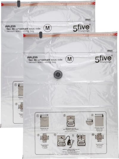 5Five Vacuumzakken voor kleding/textiel - Vacuum opbergzakken - 2x stuks - transparant - 60 x 80 cm - Ook voor kussens en dekens