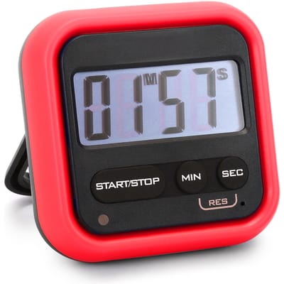 Keukenwekker Digitale stopwatch met luid alarm Groot LCD-scherm Optel- of afteltimer voor koken rood