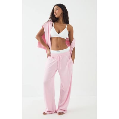 Dames DSGN Studio Lounge Superzachte Wijde Pijpen Broek | Baby Roze | Maat: 3XL