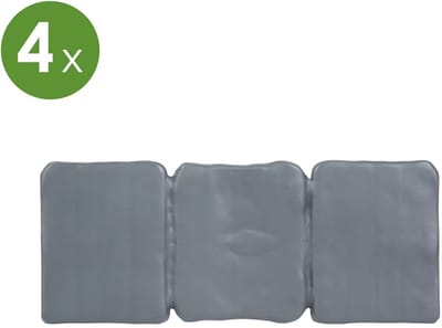 4x Bloembedrand / Gazonrand / Tuinafzetting – Kunststof Tuinrand met Steenlook – 24,5 x 10 cm – Grijs – 4 Stuks per Set – Voor Bloembedden, Gazon en Tuinpaden [11468I]