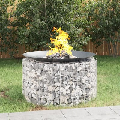 Vuurschaal Gegalvaniseerd - Buitenhaard Steenkorf - Terras Verwarmen - Stabiele Steenconstructie - Ø 100 cm - Zilverkleurig