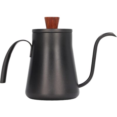 Bouilloire à café à col de cygne 400 ml en acier inoxydable pour café filtre Pot à café à bec fin Verseur à café avec couvercle L black