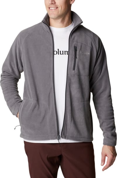 Columbia Fast Trek II Jacket - Fleece Vest Heren Volwassenen - Sluiting en Zakken met Rits - Outdoorvest - Grijs - Maat M