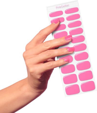 Pink Gellac UV Nagelstickers - Gellak Stickers 0006 Neon Pink - Nail Art Gel Stickers voor Nagels - 20 stuks in 10 maten
