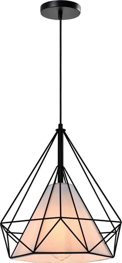 QUVIO Hanglamp modern - Lampen - Plafondlamp - Verlichting - Verlichting plafondlampen - Keuken - Voor binnen - Met 1 lichtpunt - Lamp - Metaal - D 38 cm - E27 Fitting - Zwart