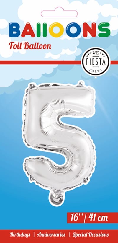 Folieballon 16" nmr. 5 - Zilver