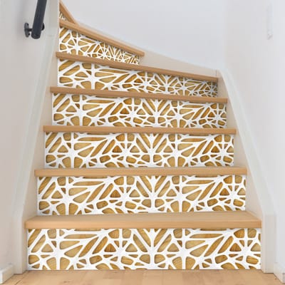 Zelfklevende stickers voor traptreden en stootborden - WIT HOUTDESIGN - 2 stroken van 12,5 x 87,5 cm