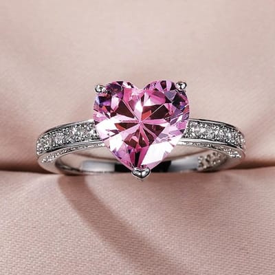 Klassieke Solitaire Dames Hart Ringen Aaa Roze Cubic Zirconia Aanzoek Ringen Voor Vriendin Jubileum Cadeau Bruiloft Sieraden 6 gray