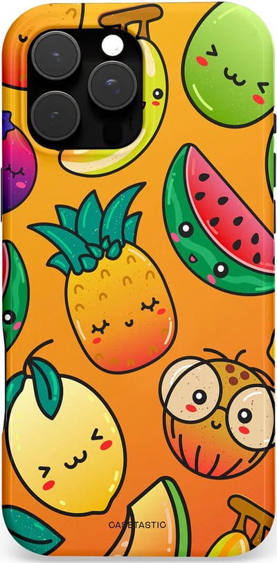 Casetastic hoesje geschikt voor Apple iPhone 16 Pro Max - MagSafe - Dubbellaagse bescherming - Fruitastisch - Fashion Case - Okergeel Oranje Bruin Groen