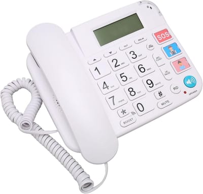 Vaste Telefoon - Huistelefoon Senioren - Eenvoudig Bellen - Grote Toetsen LCD - 21 x 20 x 7 cm - Wit