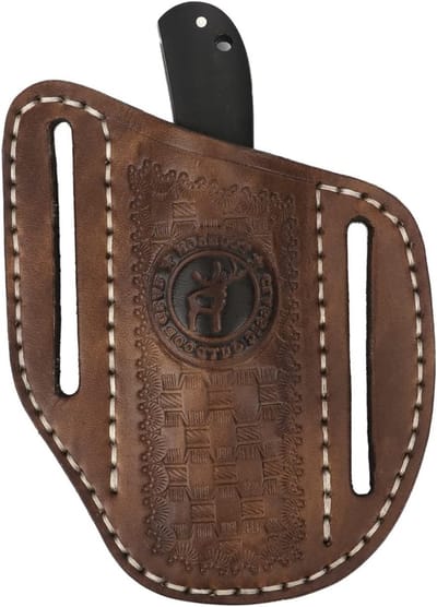 Leren Pocket Knife Sheath voor Riem, EDC Holster, Handgemaakt Gereedschap, Compacte Tas, 9 x 1.5 x 11.5 cm, Bruin, Perfect als Cadeau voor Outdoor Enthousiastelingen