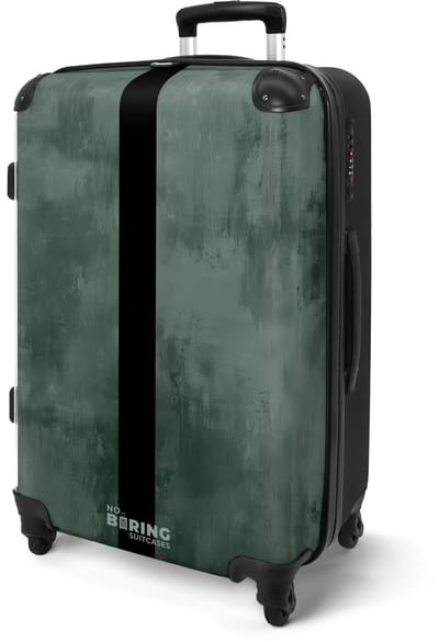 NoBoringSuitcases.com® - Koffer groot - Rolkoffer lichtgewicht - Groene marmer met streep - Reiskoffer met 4 wielen - Grote reis trolley XL - Luggage suitcase - Hardcase reistrolley medium - 20 kg bagage