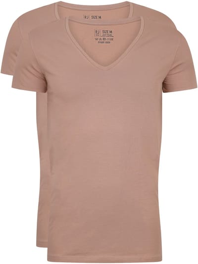 RJ Everyday 2-Pack Nijmegen T-Shirt Diepe V-Hals Zand S