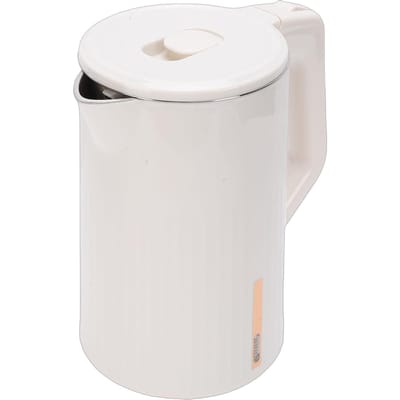 Elektrische Waterkoker 2L Roestvrij Staal 1500W Snelle Verwarming Dubbele Laag Droogkook Beveiliging Warmwaterketel Verwarmer voor Thuis Keuken white