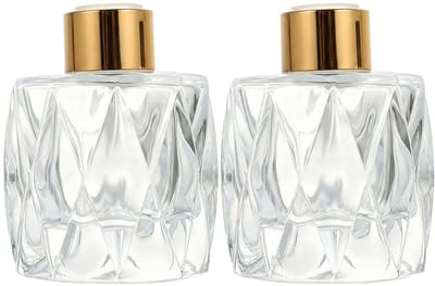 Dailygoods- Diffuser 50ml - 2 Stuks - Glazen Fles - Prismatisch Design - Gouden Dop - Herbruikbaar en Stevig - Geurstokjes