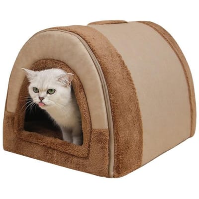 Lit chaud fermé pour chiens de petite et moyenne taille, pliable, étanche, grotte pour chien, panier amovible pour nid de chat, fournitures pour animaux de compagnie S