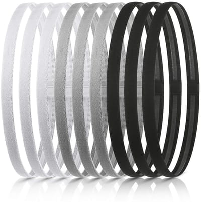 Haarband - Sport haarband - Sport haarband mannen - Lichtgewicht, zeer elastische sporthoofdband - unisex - antislip - zweetbestendig - verkrijgbaar in zwart - wit en grijs - verpakking van 12 stuks