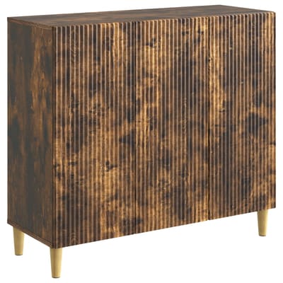 vidaXL - Dressoir - Gerookt - eiken - 89 - x - 34,5 - x - 80 - cm - Bewerkt - hout