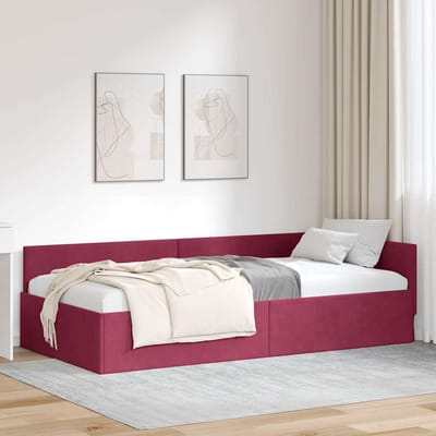 vidaXL - Hoek - Bed - Frame - Wijnrood - 90 - x - 200 - cm - Fluweel