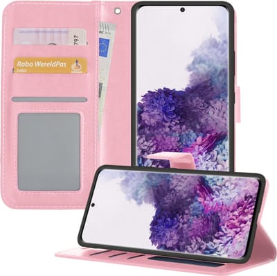 Hoesje - Geschikt voor Samsung Galaxy S20 Ultra - Luxe Bookcase - Walletcase Hoes - Portemonnee - Cover - Telefoonhoes - Lichtroze