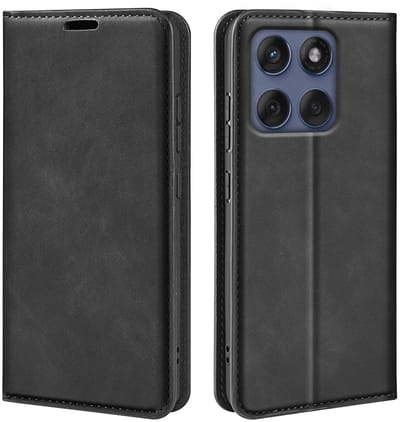 MobyDefend Hoesje - Geschikt voor Motorola Edge 60 / Motorola Edge 60 Fusion - Luxe Wallet Bookcase (Magnetische Sluiting) - Zwart